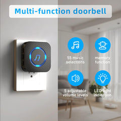 SanJie Wireless Door Alarm Chime – 800FT Entry Alert for Shop, Home & Office with 55 Ringtones