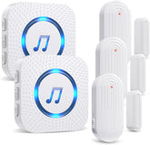 Door Chime,Wireless Door Sensor SanJie Door Alarm Chime with 55 Chimes 5 Adjustable Volume Mute Mode for Business/Home/Store,Door Open Sensor with 1000ft Range LED Indicators 1 Receiver +4 Sensors