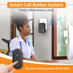 Daytech Wireless Caregiver Pager with LED Display – 500Ft Nurse Call System for Elderly & Patients (Waterproof Call Button)