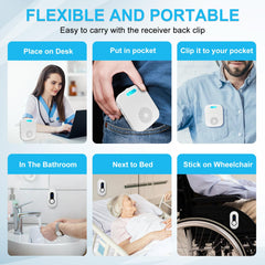 Sanjie Portable Rechargeable Elderly Call Button System with 328Ft Range