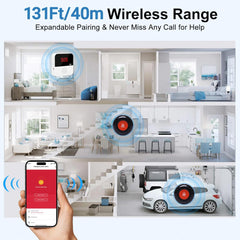 Sanjie Best WiFi Caregiver Pager with Call Button & Watch – Emergency Alert System for Seniors, Disabled, Elderly – Tuya App Remote Alarm & Notification Anywhere