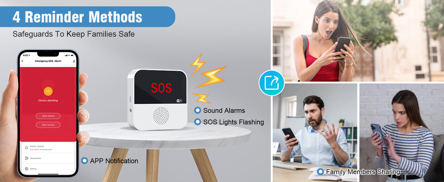 Sanjie Best WiFi Caregiver Pager with Call Button & Watch – Emergency Alert System for Seniors, Disabled, Elderly – Tuya App Remote Alarm & Notification Anywhere