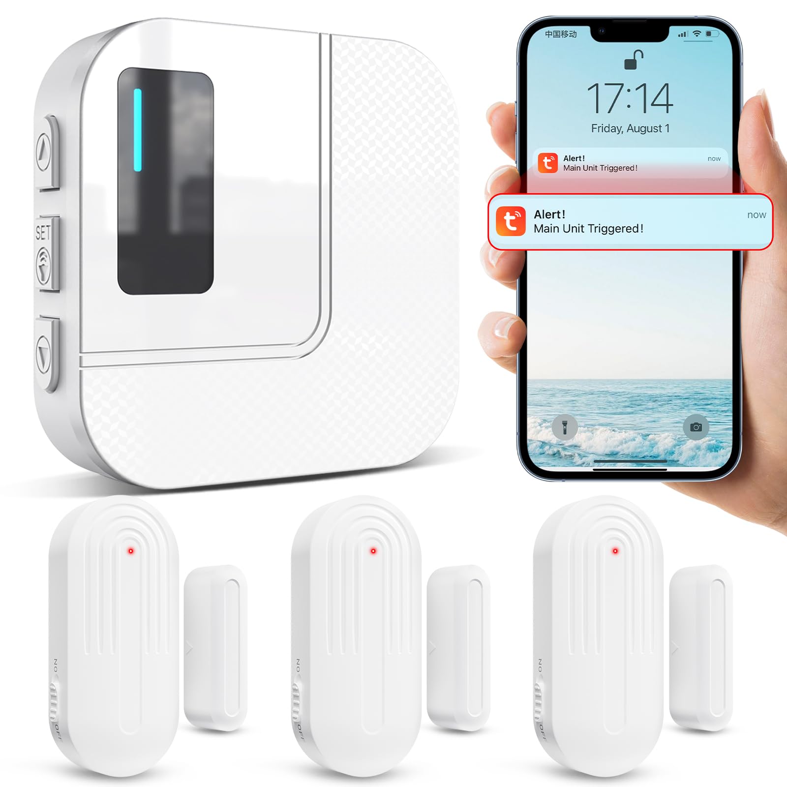 Sanjie WiFi Door Chime Alarm with App Notifications – Smart Door Sensor for Home & Business Security