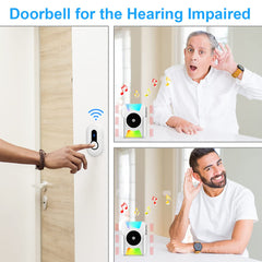 Sanjie Wireless Battery Operated Doorbell with Vibration & LED Flash – Loud Door Chime Kit for Home, Hearing Impaired, 4 Modes, 5 Volume Levels