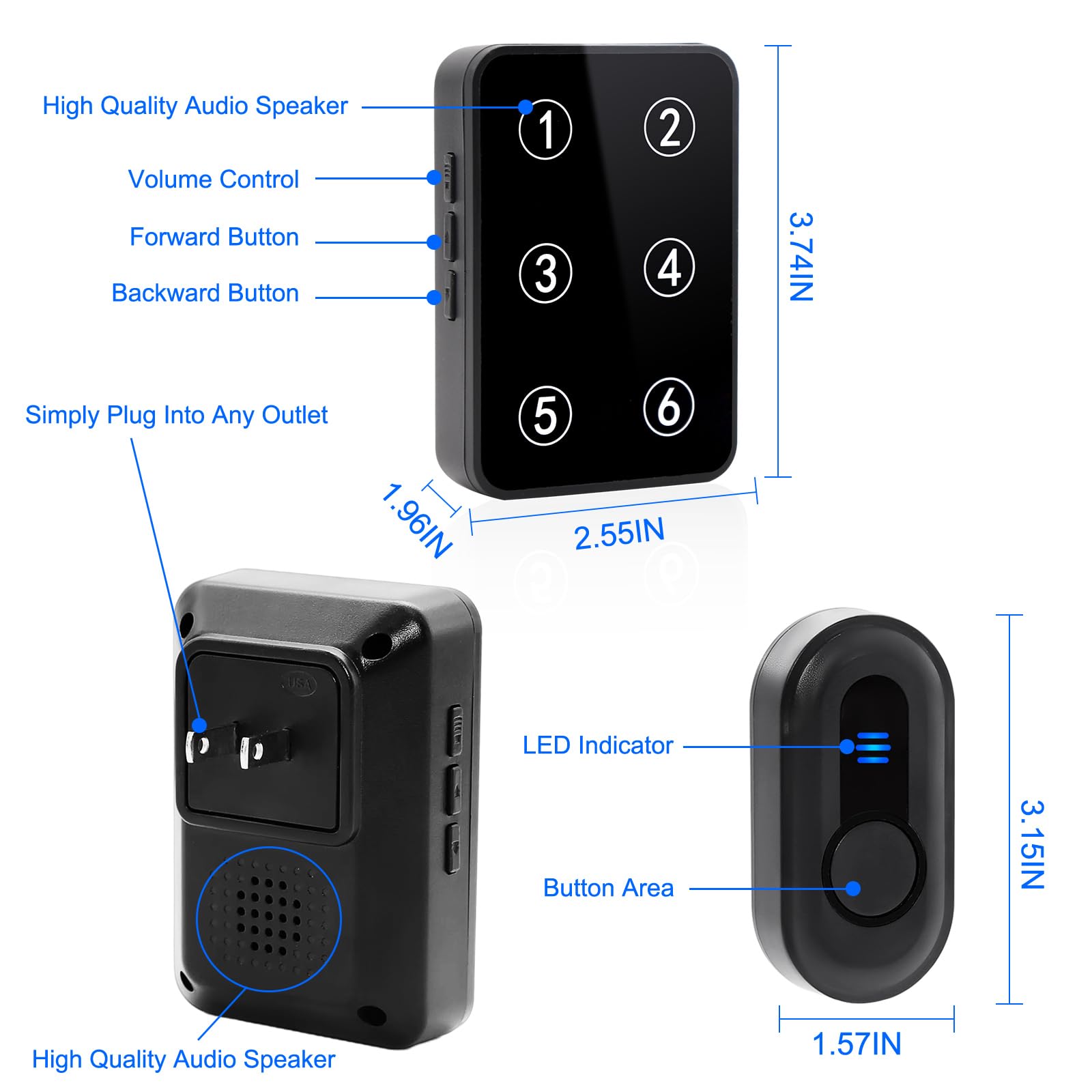 Sanjie Wireless Caregiver Pager for Elderly with Call Button & LED Display or Elderly/Patient/Disabled at Home/Hospital/Clinic