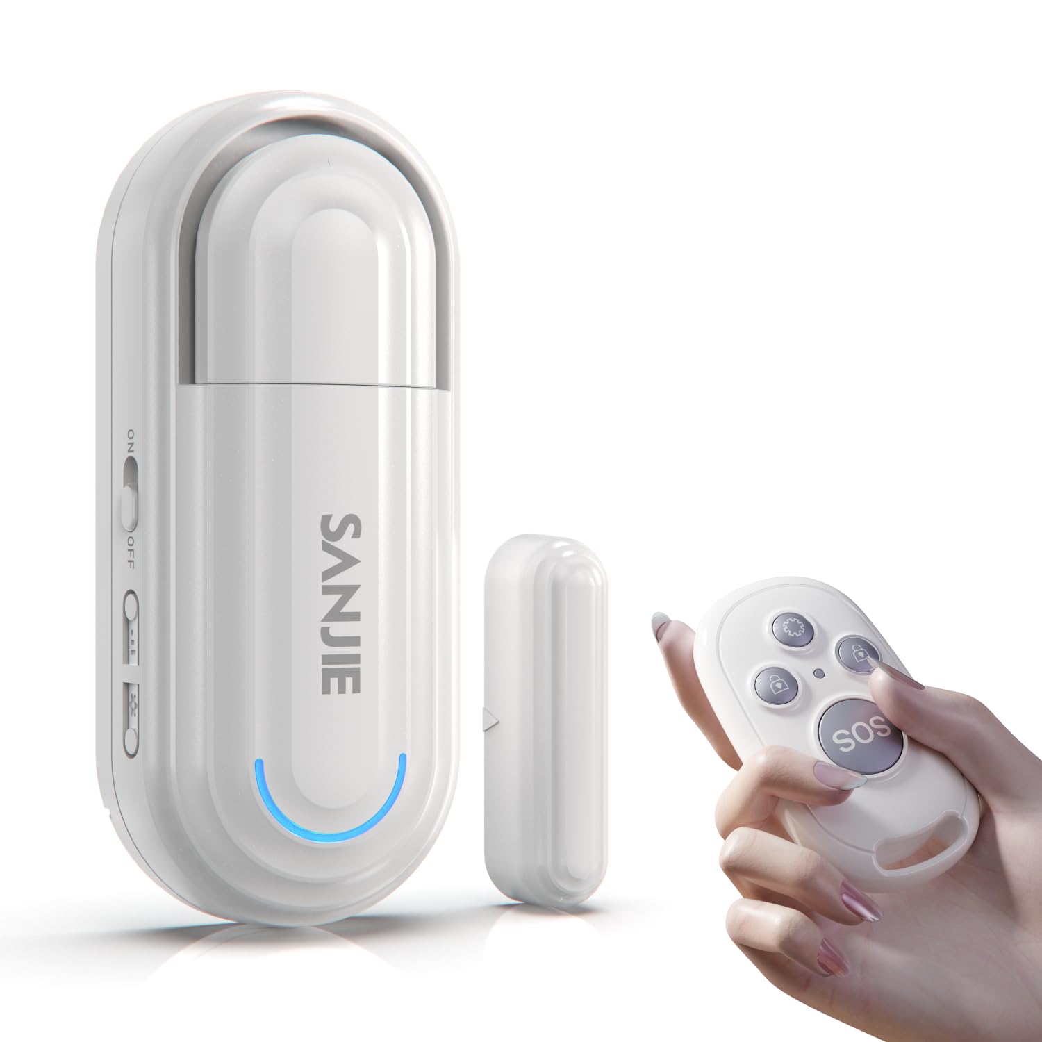 Sanjie Pool Door Alarm for Kids Safety, Wireless Window & Door Alarm Sensor with Remote, 0–120dB Adjustable Volume, 4 Modes, for Home Security & Dementia Monitoring