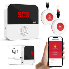 Sanjie Smart WiFi Caregiver Pager with Call Button – Rechargeable Alert System for Elderly, Seniors, Patients, Disabled – TUYA App, Waterproof, No Monthly Fee