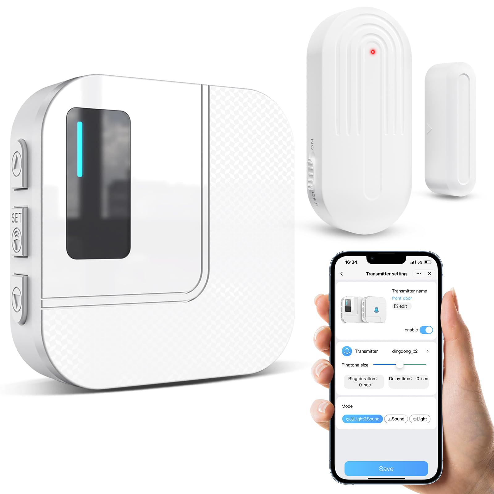 Sanjie WiFi Door Chime Alarm with App Notifications – Smart Door Sensor for Home & Business Security