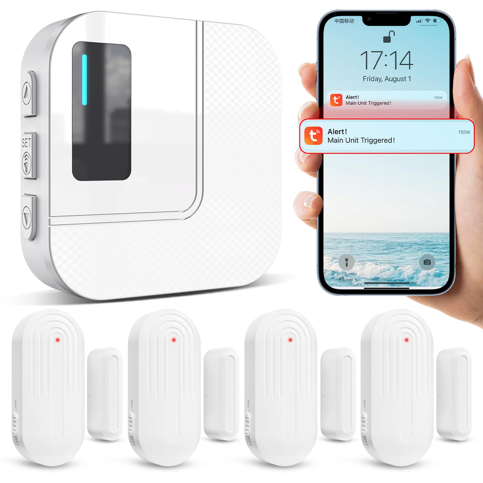 Sanjie WiFi Door Chime Alarm with App Notifications – Smart Door Sensor for Home & Business Security