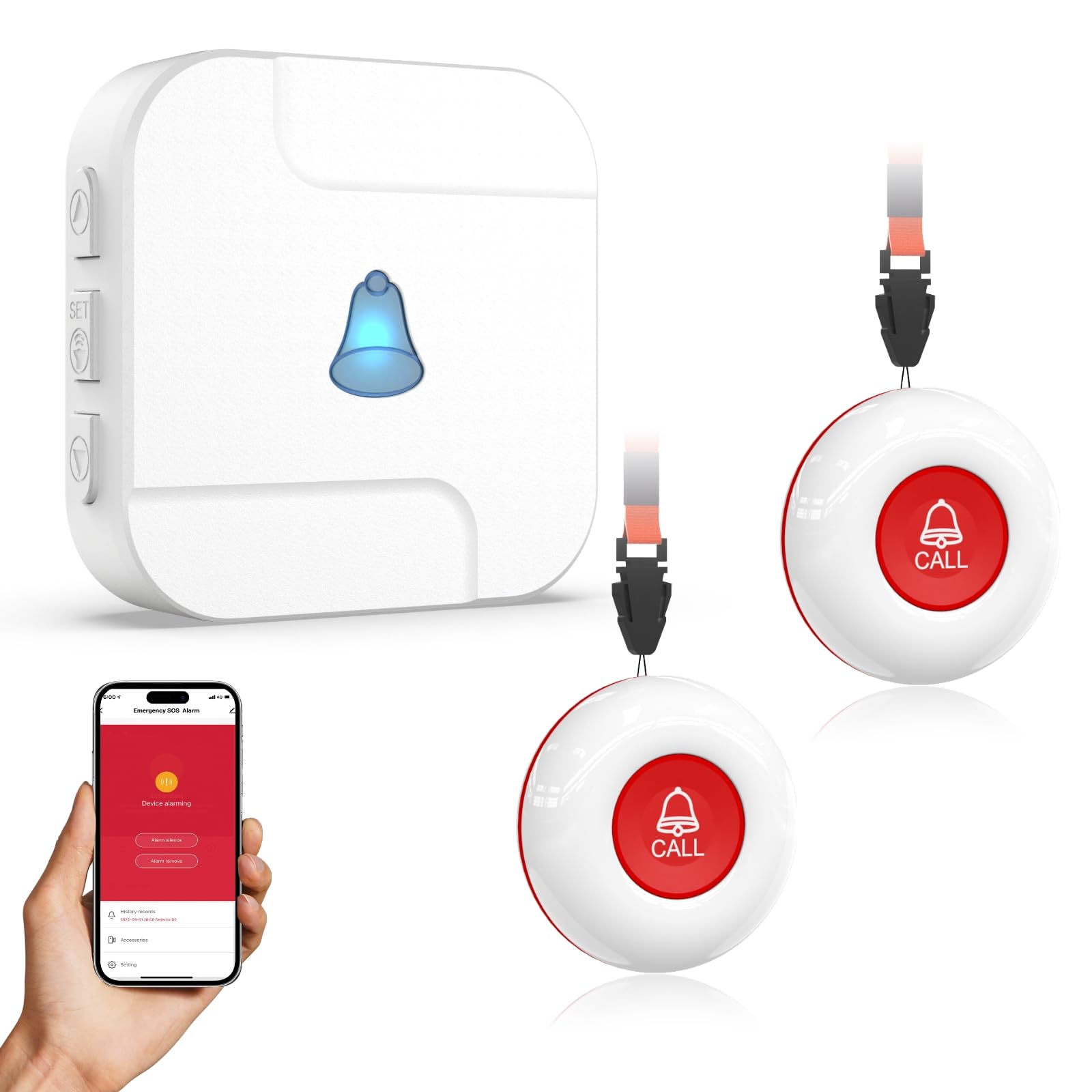 Sanjie WiFi Caregiver Pager with Emergency Call Buttons – APP Alerts for Seniors, Disabled & Remote Care