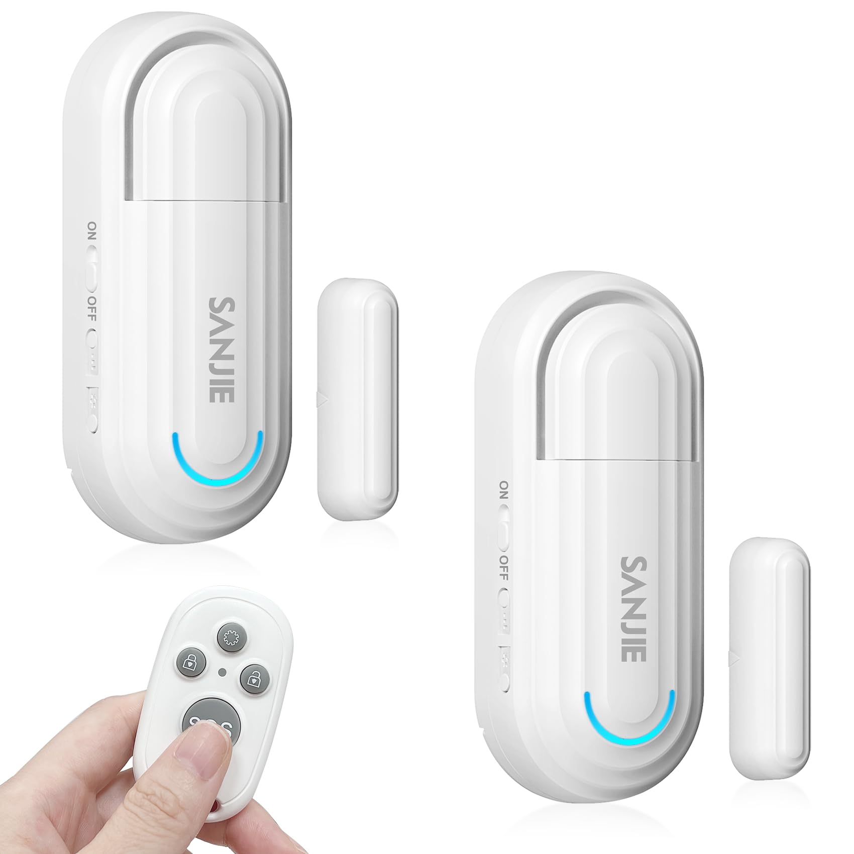 Sanjie Pool Door Alarm for Kids Safety, Wireless Window & Door Alarm Sensor with Remote, 0–120dB Adjustable Volume, 4 Modes, for Home Security & Dementia Monitoring