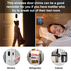 SANJIE Wireless Door Chime Alarm – 500FT Range, 26 Chimes, LED Sensor for Home/Business/Store Entry Alert, 5 Volume Levels & Mute Mode (Black)