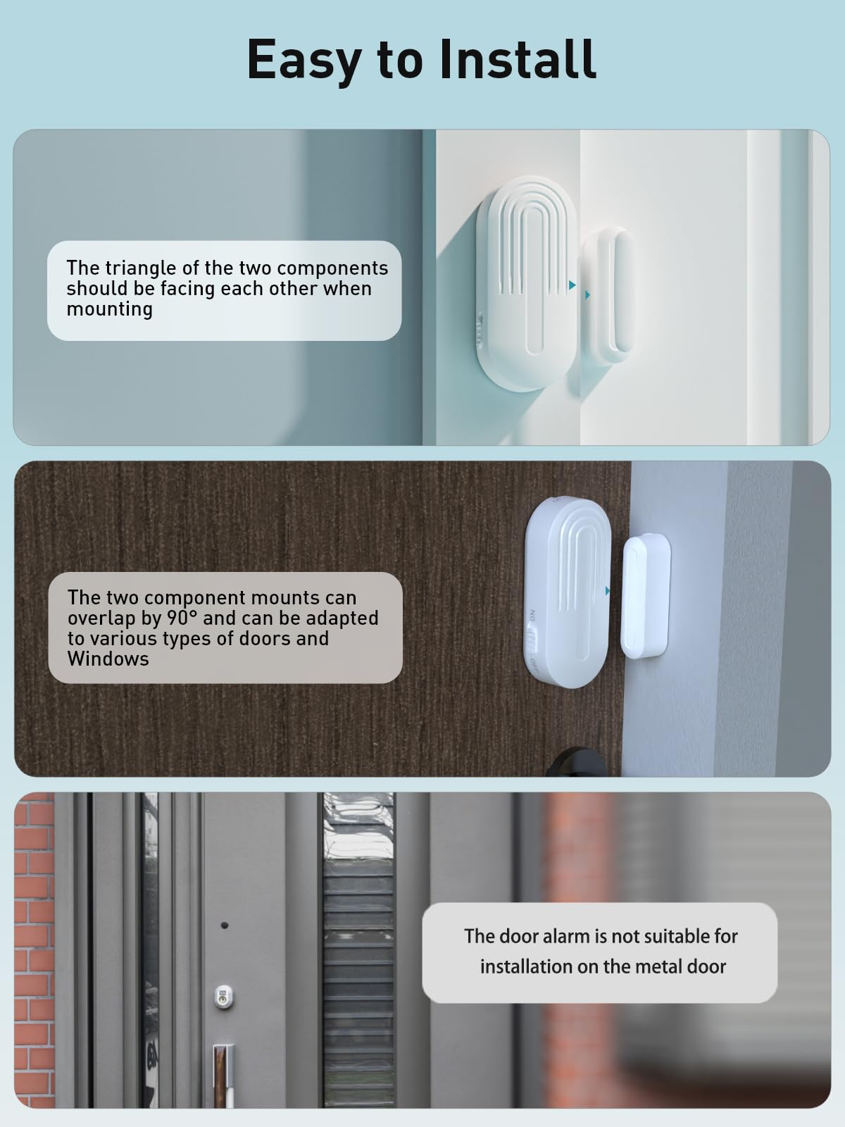 Door Chime,Wireless Door Sensor SanJie Door Alarm Chime with 55 Chimes 5 Adjustable Volume Mute Mode for Business/Home/Store,Door Open Sensor with 1000ft Range LED Indicators 1 Receiver +4 Sensors