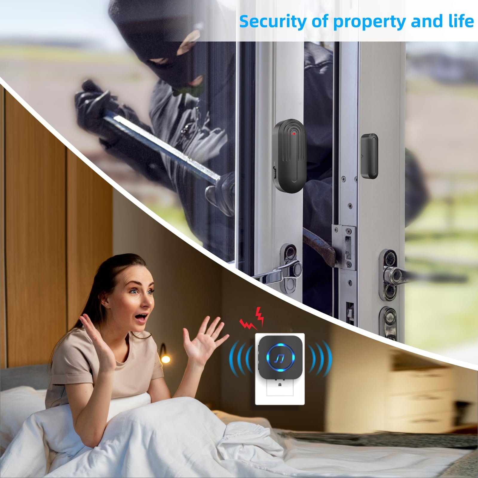 SanJie Wireless Door Alarm Chime – 800FT Entry Alert for Shop, Home & Office with 55 Ringtones