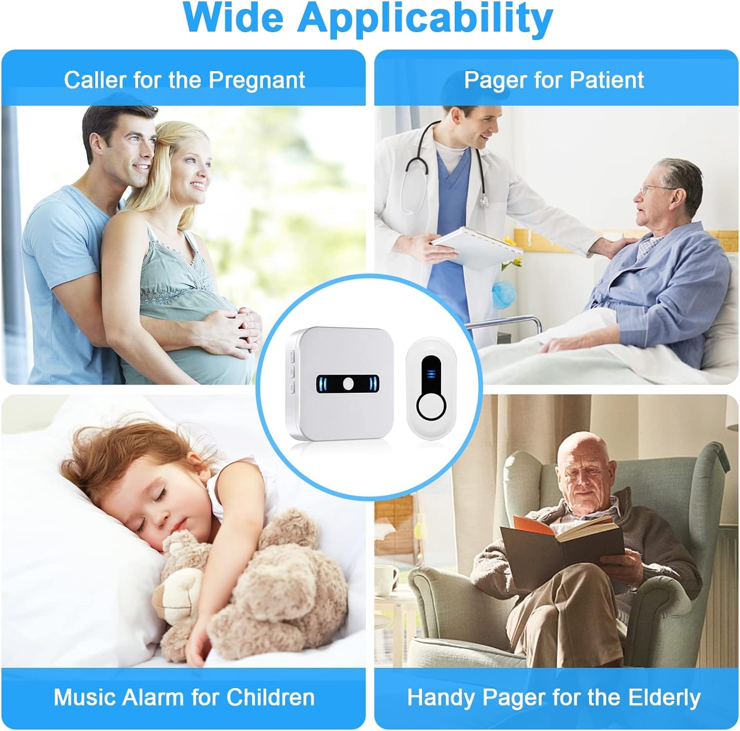 SANJIE Wireless Doorbell Waterproof Chime – 500+ Ft Range, Battery Operated for Home, Classroom, Office & Store