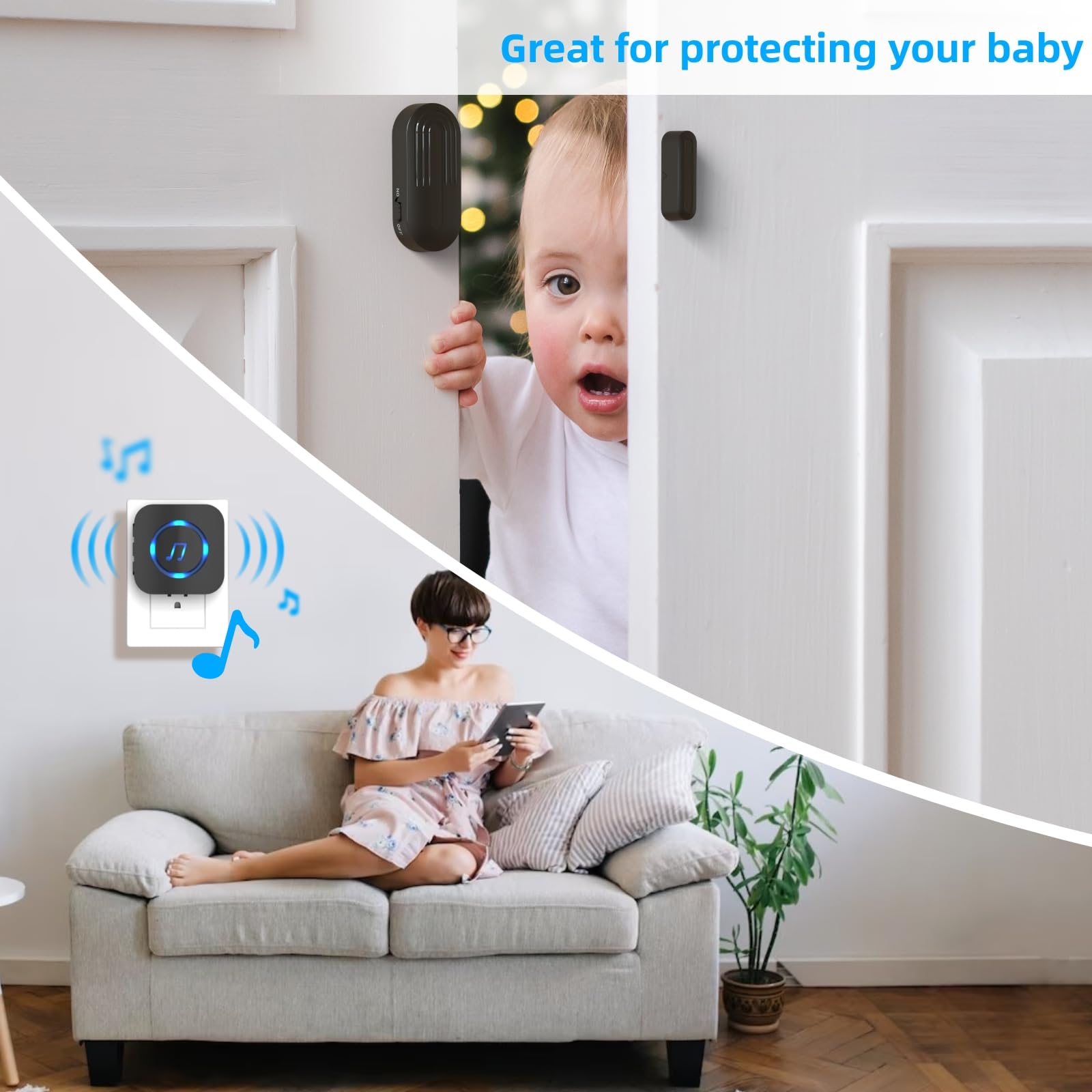 SanJie Wireless Door Alarm Chime – 800FT Entry Alert for Shop, Home & Office with 55 Ringtones