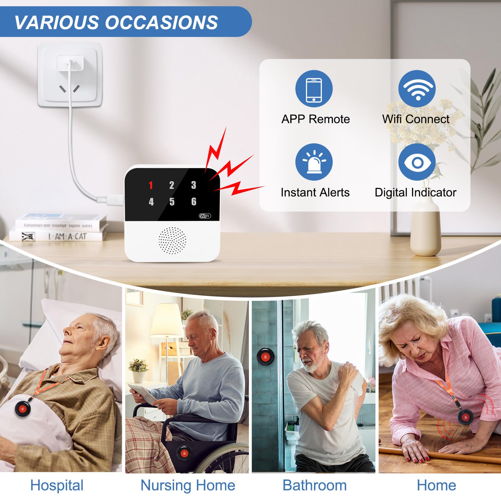 Sanjie TY05 Transform How You Care for Your Loved Ones – Even From Miles Away  No Monthly Fee with Led Number Display