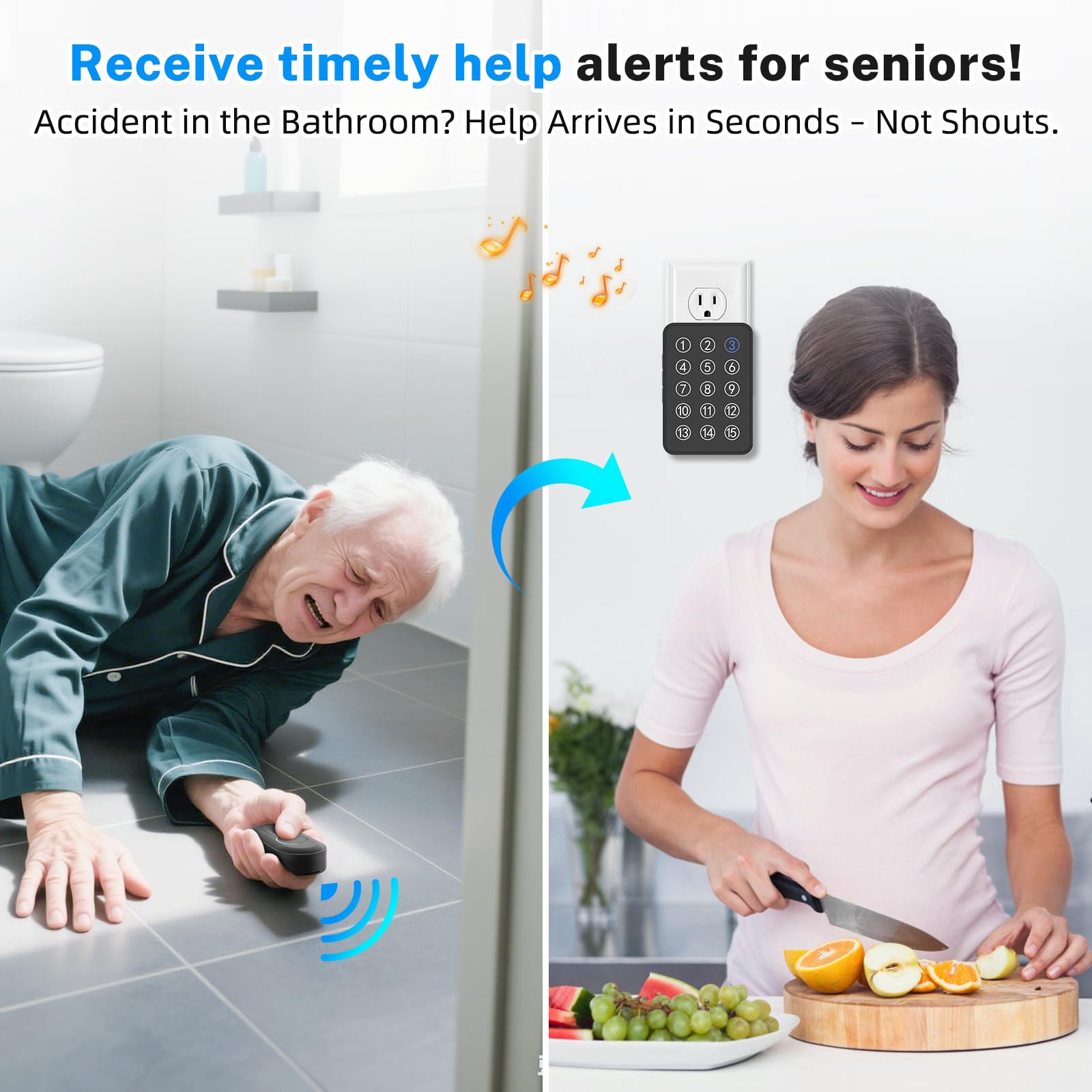 Sanjie Wireless Emergency Call System – 500Ft Range Caregiver Pager with LED Display & 10 Waterproof Buttons