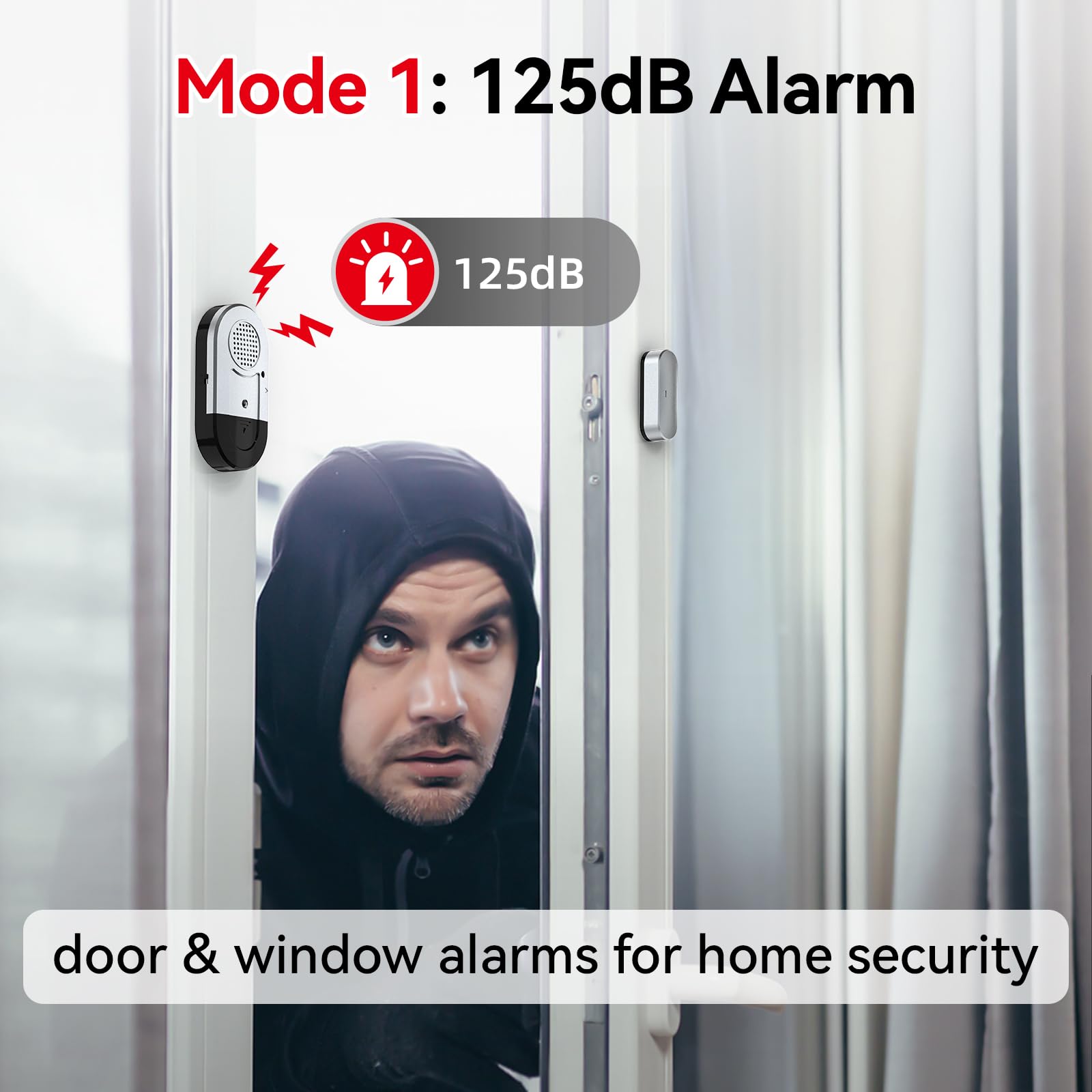 Sanjie Door and Window Alarms – Loud Security Sensor for Home, Kids, Pool & Travel – Easy Install, Adjustable Volume, Long Battery Life