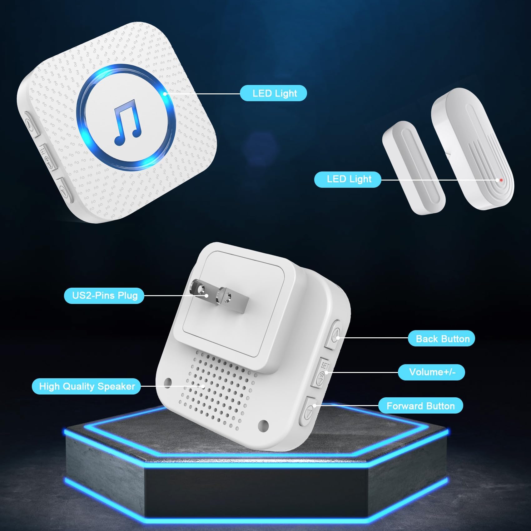 SanJie Wireless Door Chime for Business & Home – 500FT Range Entry Alert with 26 Chimes & Volume Control