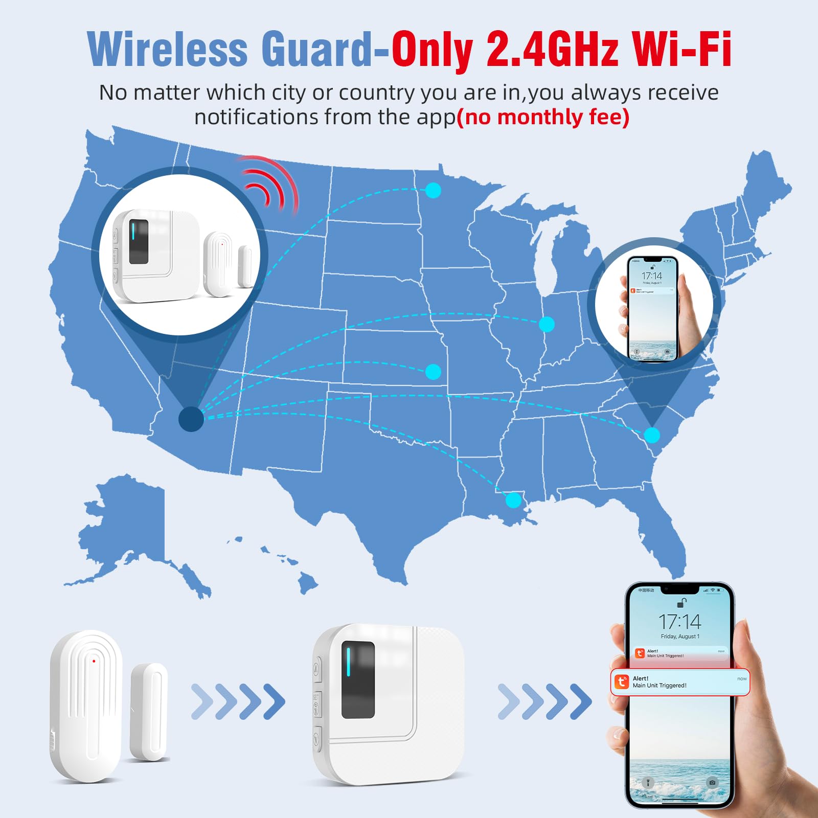 Sanjie WiFi Door Chime Alarm with App Notifications – Smart Door Sensor for Home & Business Security