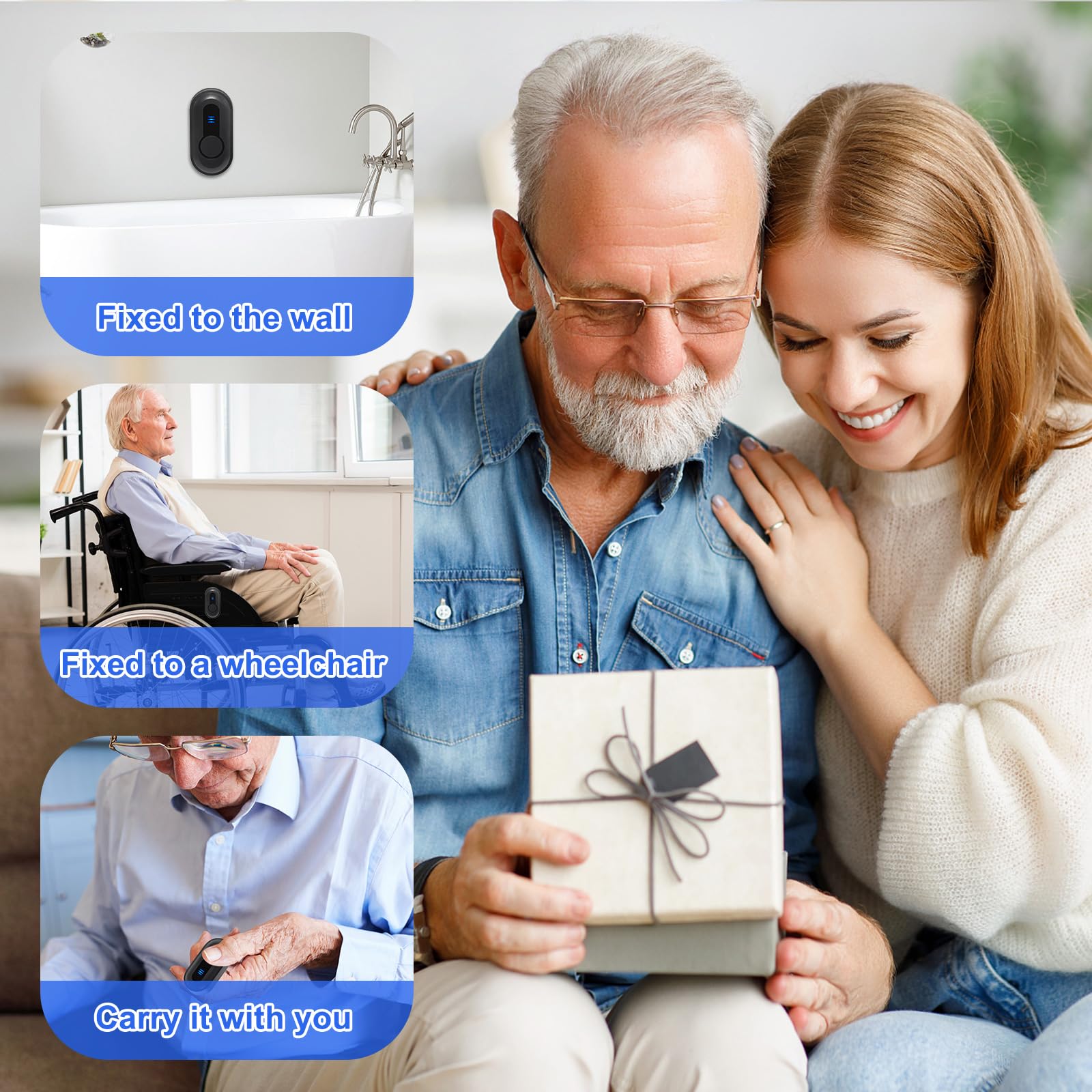 Sanjie Wireless Caregiver Pager for Elderly with Call Button & LED Display or Elderly/Patient/Disabled at Home/Hospital/Clinic