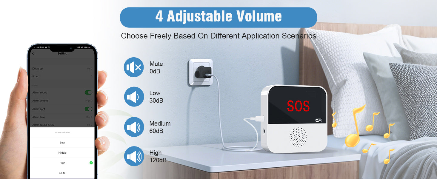 Sanjie Best WiFi Caregiver Pager with Call Button & Watch – Emergency Alert System for Seniors, Disabled, Elderly – Tuya App Remote Alarm & Notification Anywhere