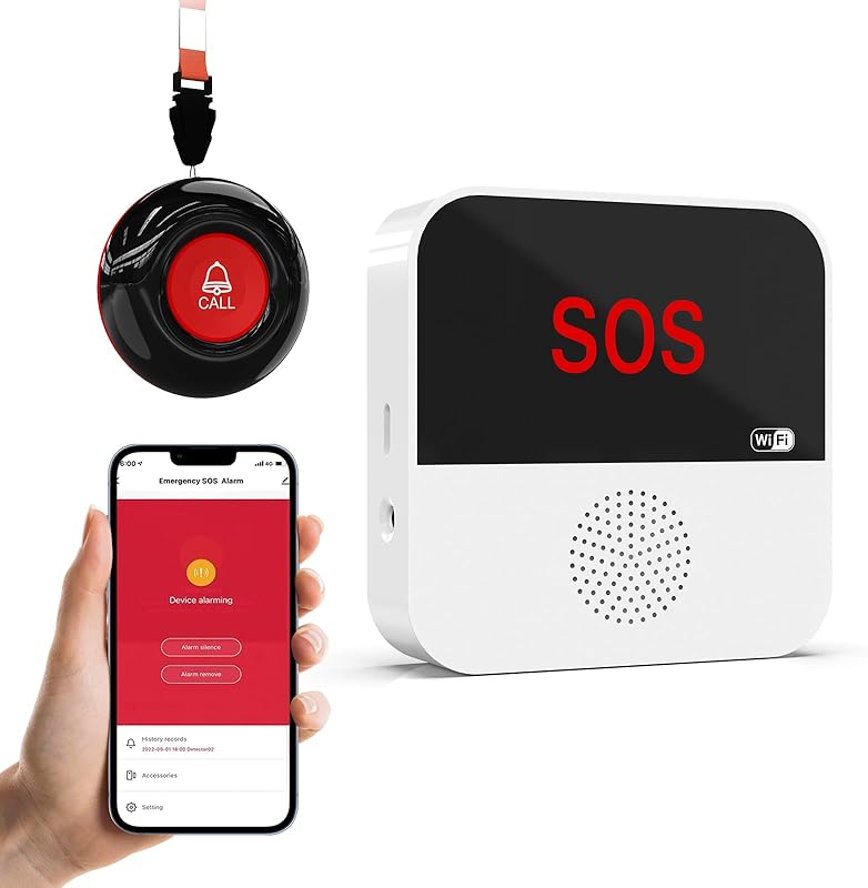 Sanjie Best WiFi Caregiver Pager with Call Button & Watch – Emergency Alert System for Seniors, Disabled, Elderly – Tuya App Remote Alarm & Notification Anywhere