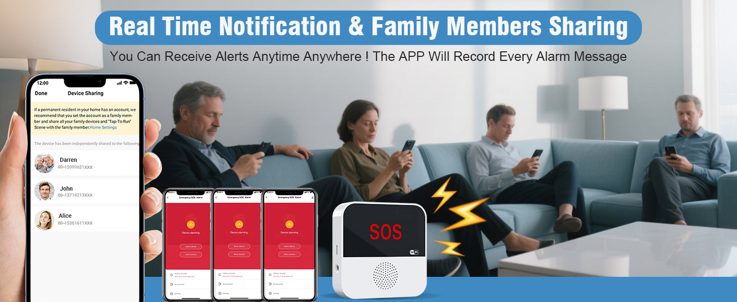 Sanjie Best WiFi Caregiver Pager with Call Button & Watch – Emergency Alert System for Seniors, Disabled, Elderly – Tuya App Remote Alarm & Notification Anywhere