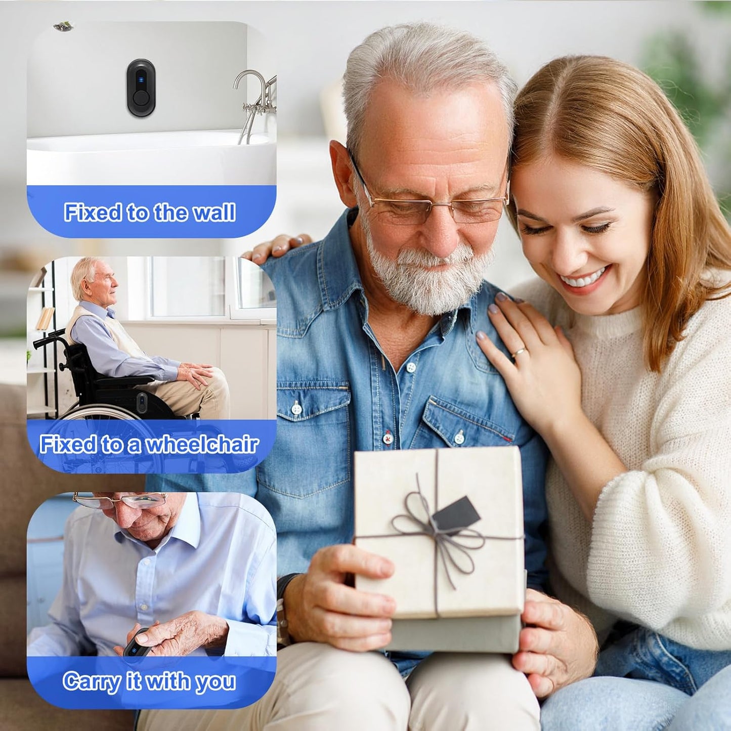 Wireless Caregiver Pager Call Button Nurse Call System 500Ft Range with LED Number Display for Elderly/Patient/Disabled at Home/Hospital/Clinic(6 Waterproof Call Button &amp; 1 Receiver)